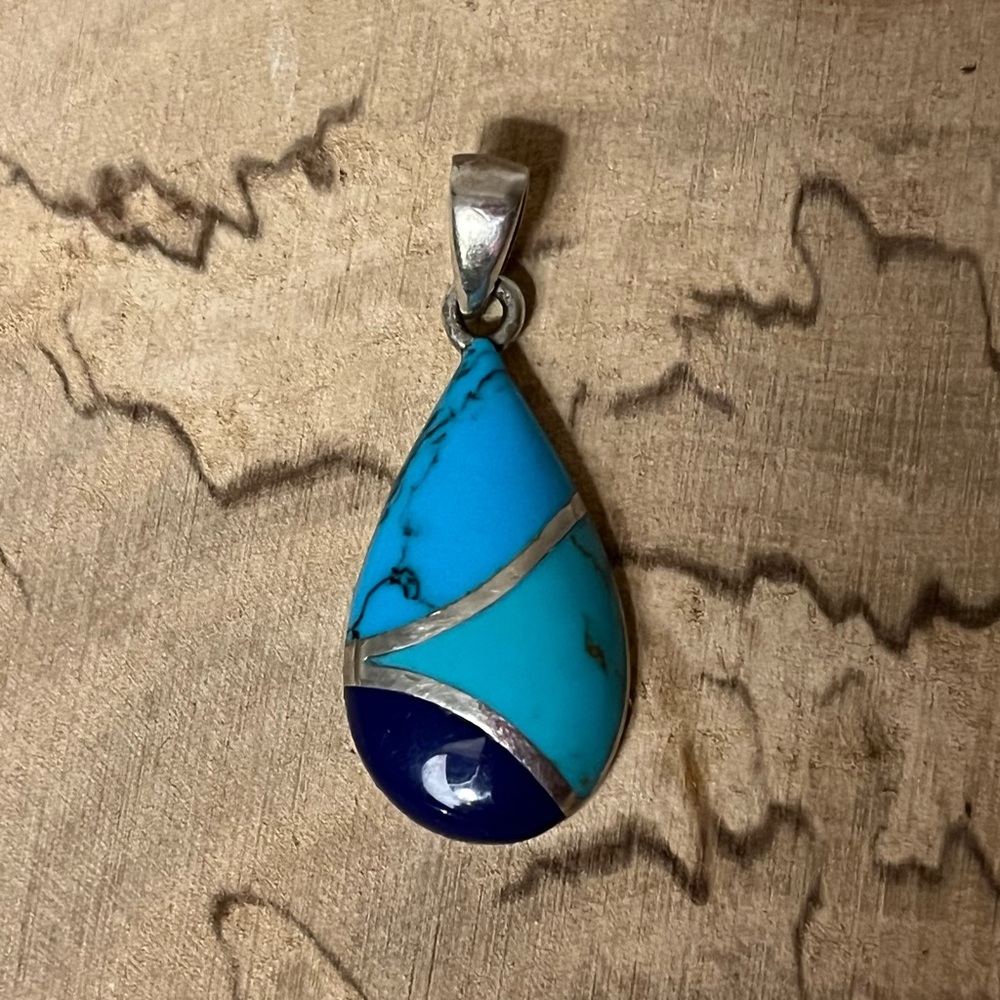 Blue Turquoise Pendent with Silver Bezel